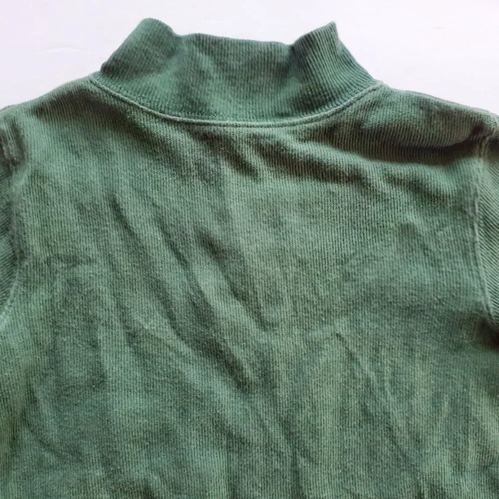 Sonoma Boys Shirt Quarter Zip Pullover Green Zip Knit Long Sleeve Medium 5-6